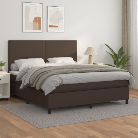 vidaXL Boxspringbett mit Matratze Braun 180x200 cm Kunstleder