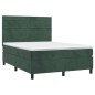 vidaXL Boxspringbett mit Matratze Dunkelgrün 140x190 cm Samt vidaXL Boxspringbett mit Matratze Dunkelgrün 140x190 cm Samt