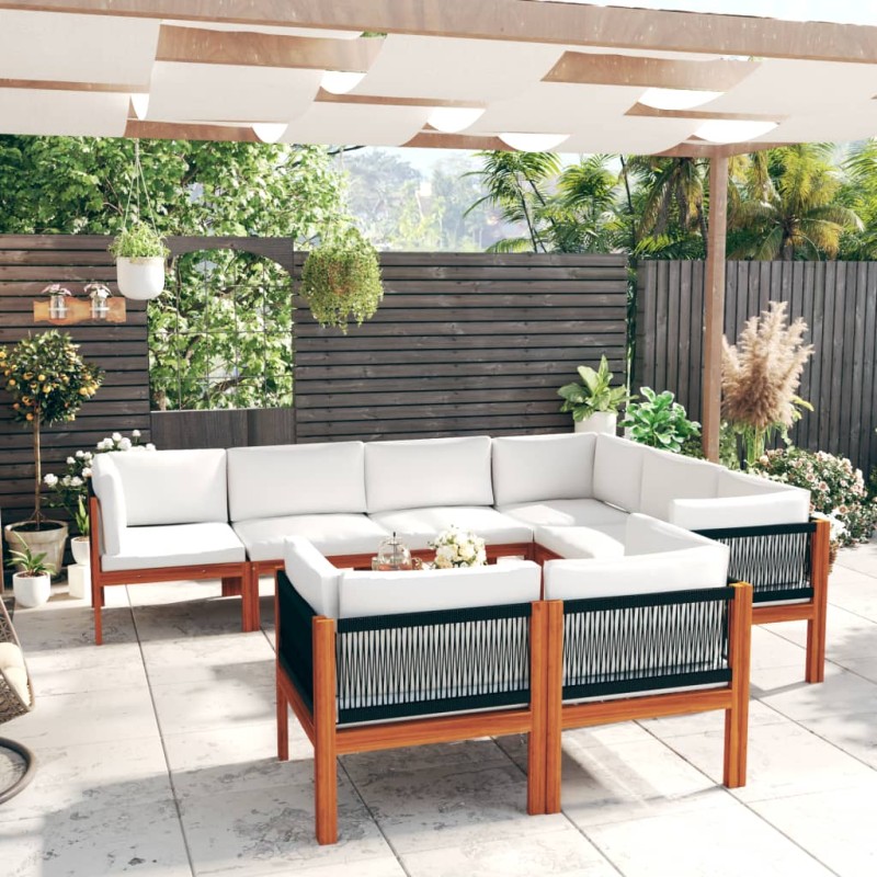 vidaXL 10-tlg. Garten-Lounge-Set mit Kissen Cremeweiß Massivholz Akazie vidaXL 10-tlg. Garten-Lounge-Set mit Kissen Cremeweiß Massivholz Akazie