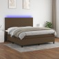 vidaXL Boxspringbett mit Matratze & LED Dunkelbraun 160x200 cm Stoff vidaXL Boxspringbett mit Matratze & LED Dunkelbraun 160x200 cm Stoff