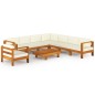 9-tlg. Garten-Lounge-Set mit Creme Auflagen Massivholz Akazie 9-tlg. Garten-Lounge-Set mit Creme Auflagen Massivholz Akazie