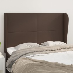 vidaXL Kopfteil mit Ohren Braun 147x23x118/128 cm Kunstleder