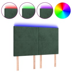 vidaXL LED Kopfteil Dunkelgrün 144x5x118/128 cm Samt