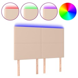 vidaXL LED Kopfteil Cappuccino-Braun 144x5x118/128cm Kunstleder