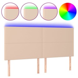 vidaXL LED Kopfteil Cappuccino-Braun 160x5x118/128cm Kunstleder