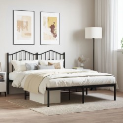 vidaXL Bettgestell mit Kopfteil Metall Schwarz 140x190 cm