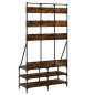vidaXL Kleiderständer mit Schuhablage Räuchereiche 100x40x184 cm vidaXL Kleiderständer mit Schuhablage Räuchereiche 100x40x184 cm