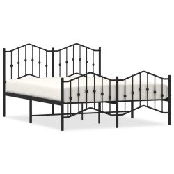 vidaXL Bettgestell mit Kopf- und Fußteil Metall Schwarz 135x190 cm