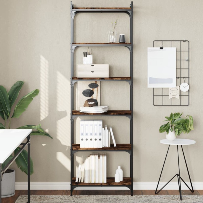 vidaXL Bücherregal 6 Böden Räuchereiche 60x30x188 cm Holzwerkstoff vidaXL Bücherregal 6 Böden Räuchereiche 60x30x188 cm Holzwerkstoff