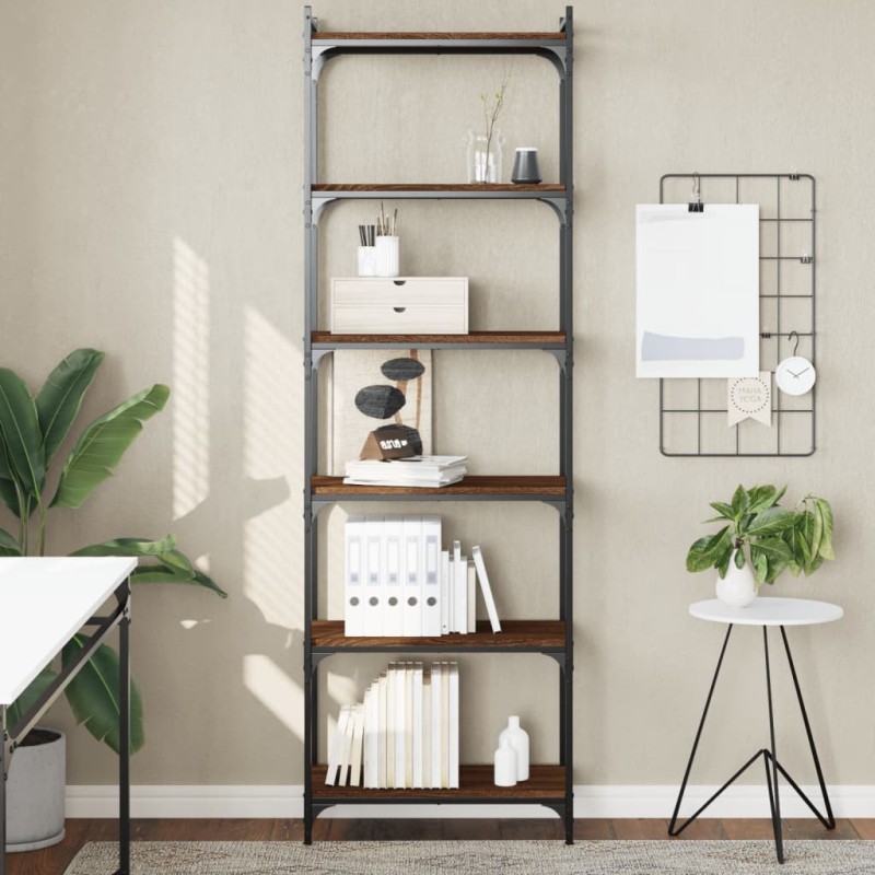 vidaXL Bücherregal 6 Böden Braun Eiche-Optik 60x30x188cm Holzwerkstoff vidaXL Bücherregal 6 Böden Braun Eiche-Optik 60x30x188cm Holzwerkstoff