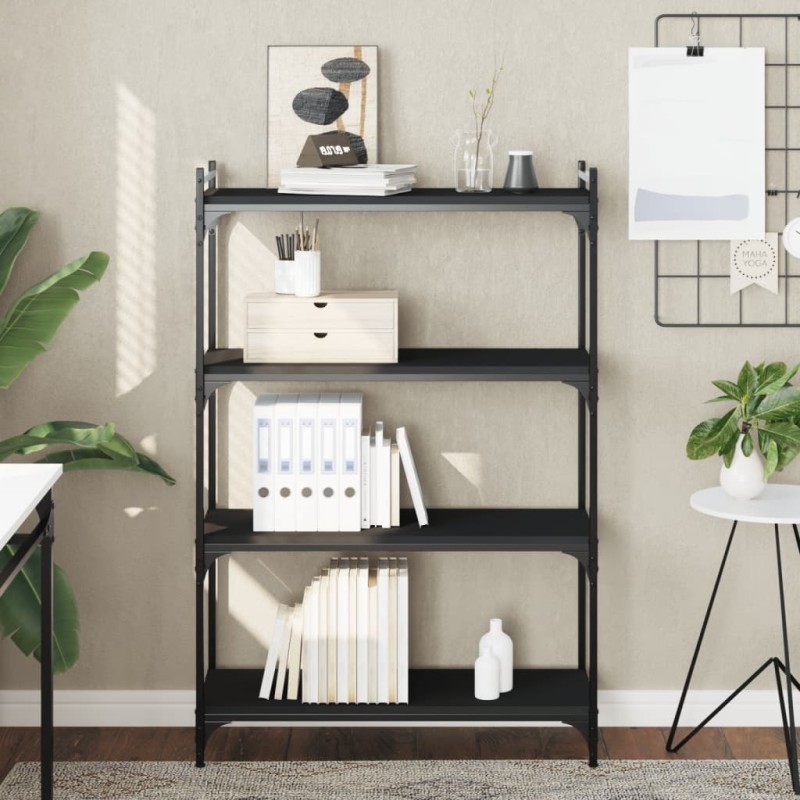 vidaXL Bücherregal 4 Böden Schwarz 80x30x120 cm Holzwerkstoff vidaXL Bücherregal 4 Böden Schwarz 80x30x120 cm Holzwerkstoff