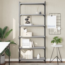 vidaXL Bücherregal 6 Böden Grau Sonoma 80x30x188 cm Holzwerkstoff