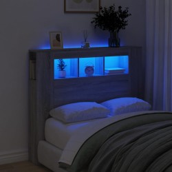 vidaXL LED-Kopfteil Grau Sonoma 120x18,5x103,5 cm Holzwerkstoff