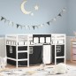 vidaXL Kinderhochbett mit Vorhängen Weiß und Schwarz Massivholz Kiefer vidaXL Kinderhochbett mit Vorhängen Weiß und Schwarz Massivholz Kiefer