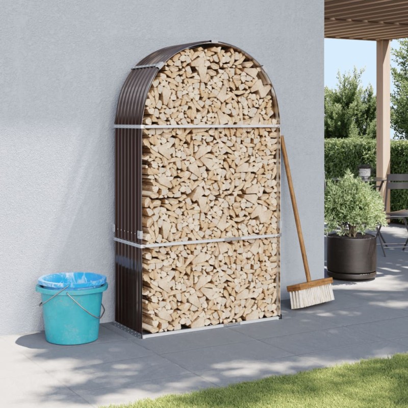 vidaXL Kaminholzunterstand Braun 120x45x210 cm Verzinkter Stahl vidaXL Kaminholzunterstand Braun 120x45x210 cm Verzinkter Stahl