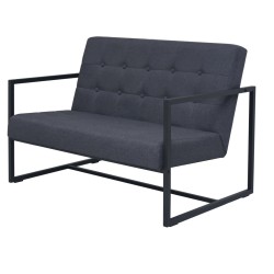 vidaXL 2-Sitzer Sofa mit Armlehnen Stahl und Stoff Dunkelgrau 