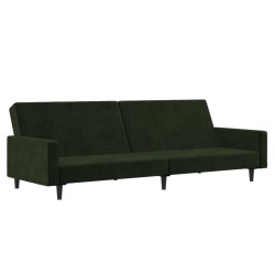vidaXL Schlafsofa 2-Sitzer Dunkelgrün Samt