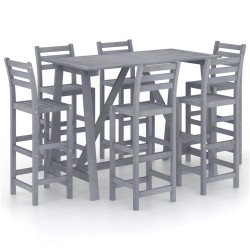 vidaXL 7-tlg. Garten-Bar-Set Grau Massivholz Akazie