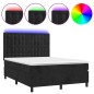 vidaXL Boxspringbett mit Matratze & LED Schwarz 140x200 cm Samt vidaXL Boxspringbett mit Matratze & LED Schwarz 140x200 cm Samt