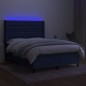 vidaXL Boxspringbett mit Matratze & LED Blau 140x200 cm Stoff vidaXL Boxspringbett mit Matratze & LED Blau 140x200 cm Stoff