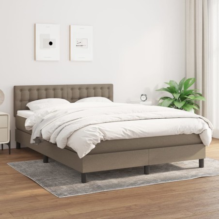 vidaXL Boxspringbett mit Matratze Taupe 140x190 cm Stoff