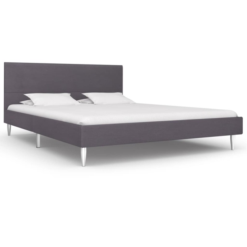 vidaXL Bettgestell Grau Stoff 140 x 200 cm vidaXL Bettgestell Grau Stoff 140 x 200 cm