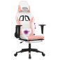vidaXL Gaming-Stuhl mit Massage & Fußstütze Weiß & Rosa Kunstleder vidaXL Gaming-Stuhl mit Massage & Fußstütze Weiß & Rosa Kunstleder