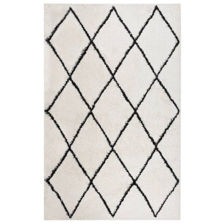 vidaXL Teppich Shaggy Hochflor Schwarz und Creme 200x290 cm