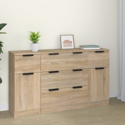 vidaXL 3-tlg. Sideboard-Set Sonoma-Eiche Holzwerkstoff