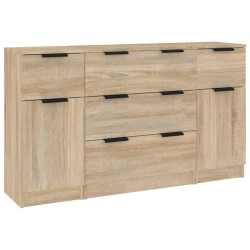 vidaXL 3-tlg. Sideboard-Set Sonoma-Eiche Holzwerkstoff