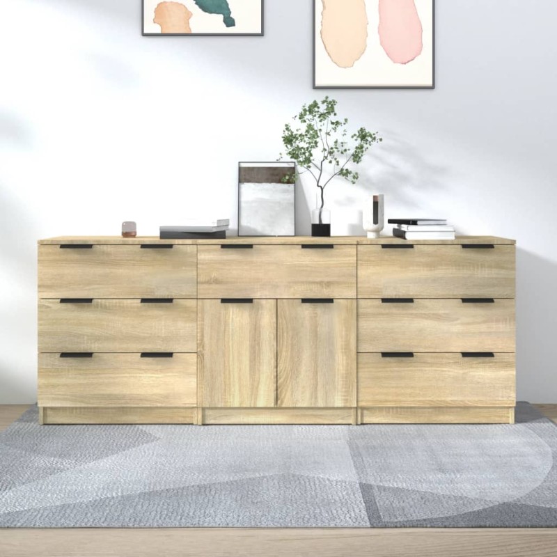 vidaXL 3-tlg. Sideboard Sonoma Eiche-Optik Holzwerkstoff vidaXL 3-tlg. Sideboard Sonoma Eiche-Optik Holzwerkstoff