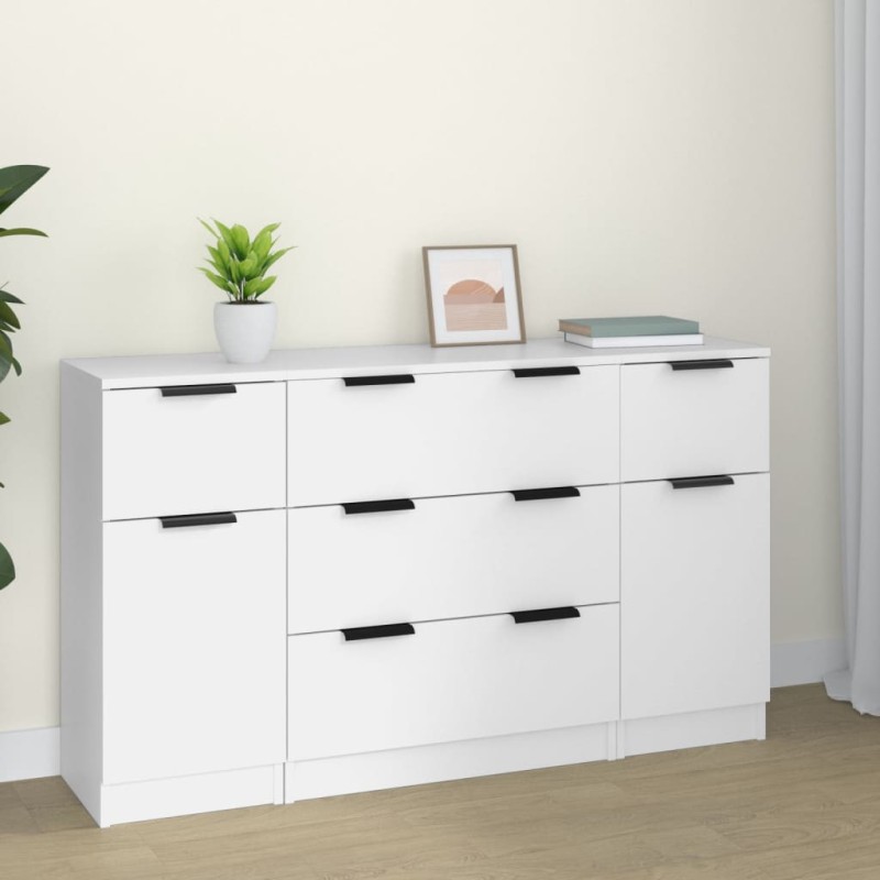 vidaXL 3-tlg. Sideboard-Set Weiß Holzwerkstoff vidaXL 3-tlg. Sideboard-Set Weiß Holzwerkstoff