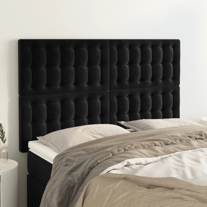 vidaXL Kopfteile 4 Stk. Schwarz 72x5x78/88 cm Samt vidaXL Kopfteile 4 Stk. Schwarz 72x5x78/88 cm Samt