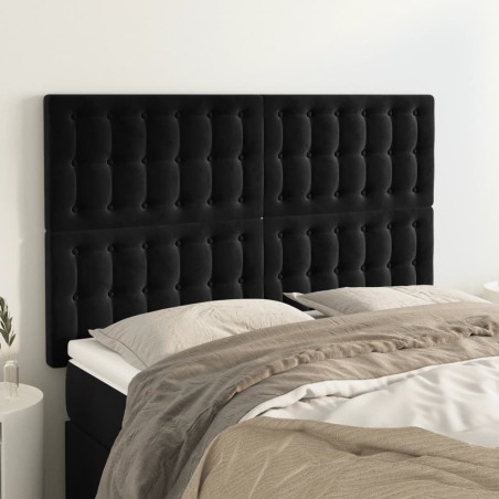 vidaXL Kopfteile 4 Stk. Schwarz 72x5x78/88 cm Samt