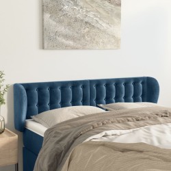 vidaXL Kopfteil mit Ohren Dunkelblau 147x23x78/88 cm Samt