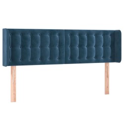 vidaXL Kopfteil mit Ohren Dunkelblau 147x16x78/88 cm Samt
