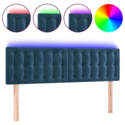 vidaXL LED Kopfteil Dunkelblau 144x5x78/88 cm Samt