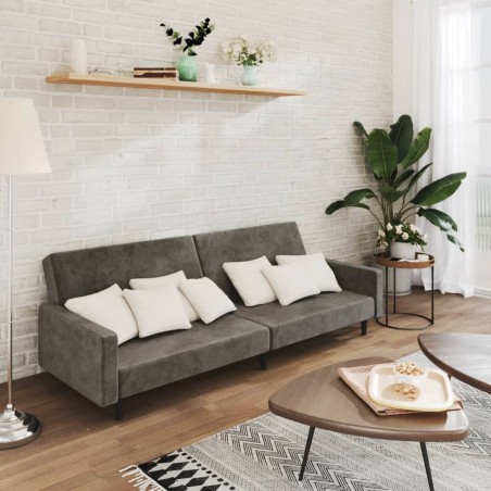 vidaXL Schlafsofa 2-Sitzer Dunkelgrau Samt