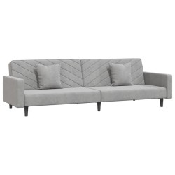 vidaXL Schlafsofa 2-Sitzer mit 2 Kissen Hellgrau Samt  