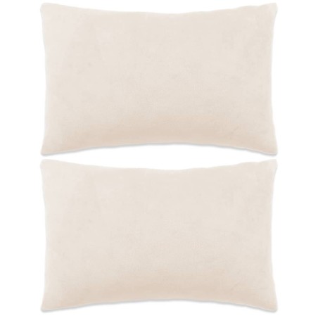 vidaXL Kissen 2 Stk. Velours 40x60 cm Cremeweiß