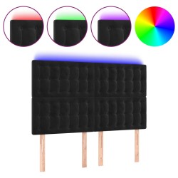 vidaXL LED Kopfteil Schwarz 144x5x118/128 cm Samt
