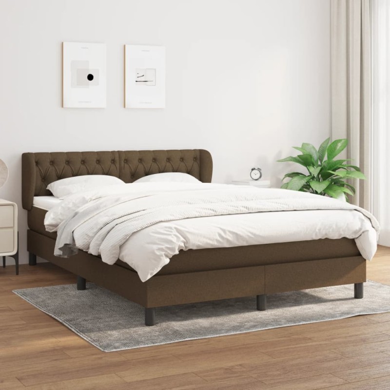 vidaXL Boxspringbett mit Matratze Dunkelbraun 140x200 cm Stoff vidaXL Boxspringbett mit Matratze Dunkelbraun 140x200 cm Stoff