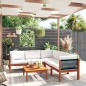 6-tlg. Garten-Lounge-Set mit Kissen Cremeweiß Massivholz Akazie 6-tlg. Garten-Lounge-Set mit Kissen Cremeweiß Massivholz Akazie