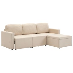 vidaXL Modulares 3-Sitzer-Schlafsofa Creme Stoff