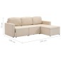 vidaXL Modulares 3-Sitzer-Schlafsofa Creme Stoff vidaXL Modulares 3-Sitzer-Schlafsofa Creme Stoff