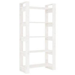 vidaXL Bücherregal/Raumteiler Weiß 80x35x160 cm Massivholz
