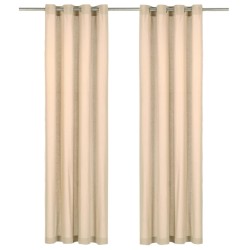 vidaXL Vorhänge mit Metallösen 2 Stk. Baumwolle 140 x 245 cm Beige