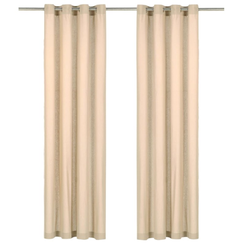 vidaXL Vorhänge mit Metallösen 2 Stk. Baumwolle 140 x 245 cm Beige vidaXL Vorhänge mit Metallösen 2 Stk. Baumwolle 140 x 245 cm Beige