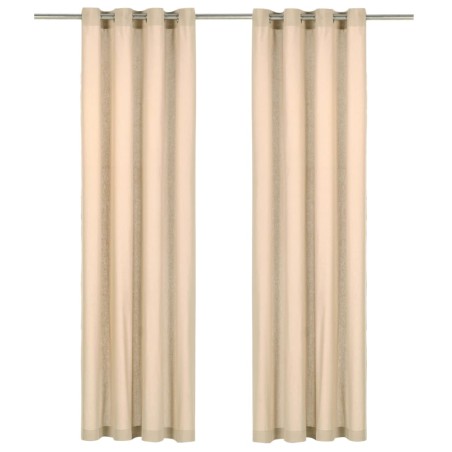 vidaXL Vorhänge mit Metallösen 2 Stk. Baumwolle 140 x 245 cm Beige