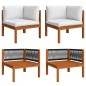 5-tlg. Garten-Lounge-Set mit Kissen Cremeweiß Massivholz Akazie